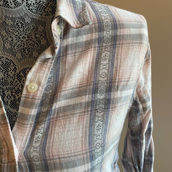 Pink and White Plaid Flannel - Picture 3 of 7